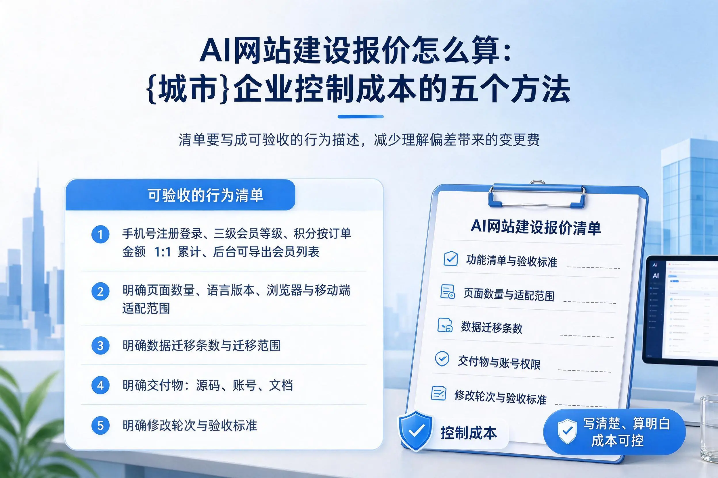 AI网站建设报价怎么算:和田企业控制成本的五个方法